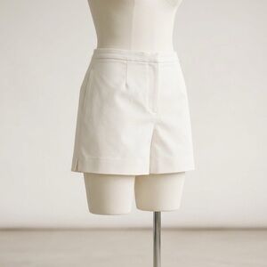 H&M White Structured High-Waist Shorts with Side Zip - Size 12